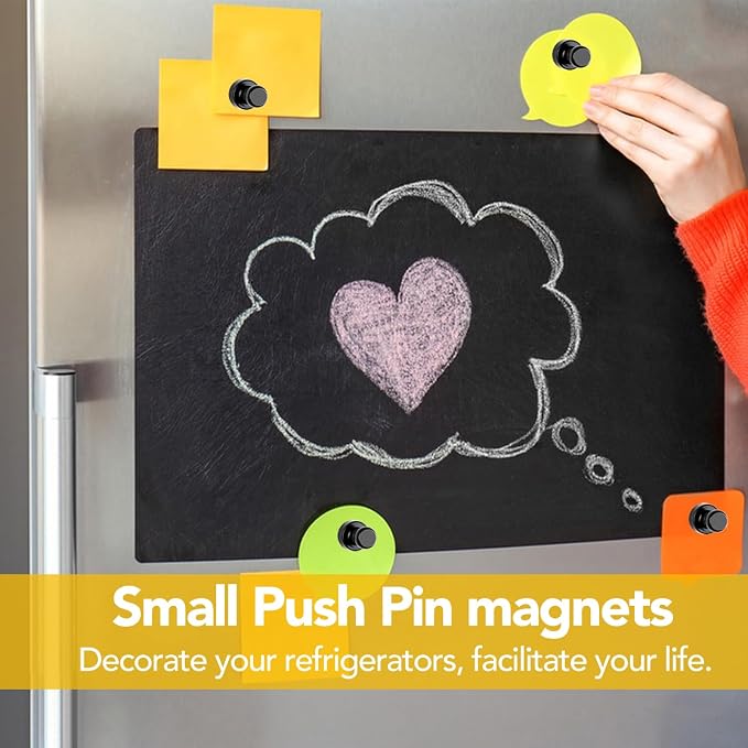 LOVIMAG Fridge Magnets 56Pcs, Magnet for Refrigerator Whiteboard, Black | Small Strong Neodymium Metal Cute Push Pin for Classroom, Kitchen, Accessories Decorative, Office, Calendar