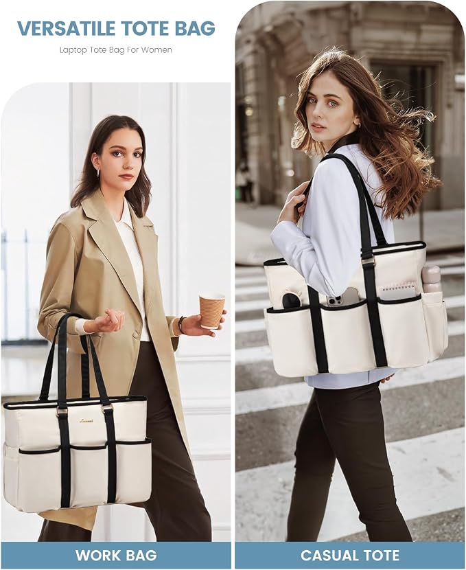 LOVEVOOK Work Tote Bag for Women, 15.6 inch Laptop Bag for Women, Teacher Tote Bag Nurse Bag, Utility Tote For Work/Travel/College/Daily, Professional Computer Purse Large Handbag With Multi Pocket