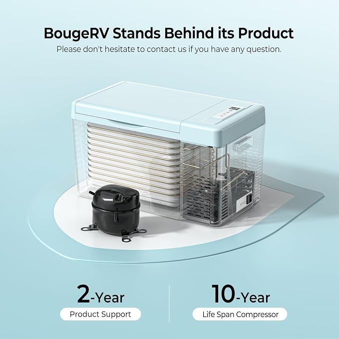 BougeRV Green 23Quart Portable Refrigerator, 12 Volt Fridge 22L, Portable Freezer Compressor Cooler 12/24V DC 110~240 Volt AC for Truck Van RV Camper -8℉~50℉