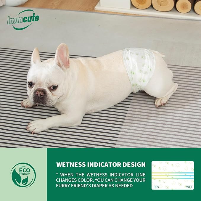 IMMCUTE Large Dog Diapers Male, 50 Ct, Extra-Wide Disposable Male Dog Wraps, Breathable, Comfortable Cotton Fabric with Super Absorbent Male Dog Diapers, Suitable for Medium to Large Breeds