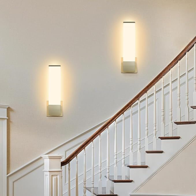 Kalium 14in Modern Wall Sconces, Dimmable Bathroom Vanity Lights, 3000K Warm White LED Indoor Sconces Lighting for Bathroom, Stairs, Living Room, Bedroom. Hardwired.