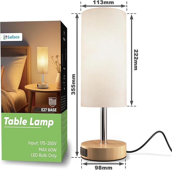 Bedside Lamp Touch Dimmable,USB Charging Ports 3 Brightness Levels Adjustable Desk Lamp for Bedroom, Living Room, Home Office