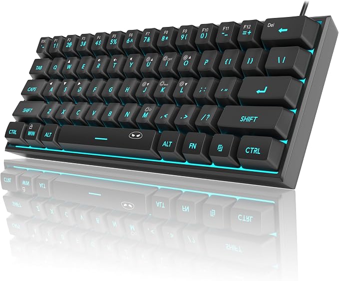 MageGee Mini 60% Gaming Keyboard, RGB Backlit 61 Key Ultra-Compact Keyboard, TS91 Ergonomic Waterproof Mechanical Feeling Office Computer Keyboards for PC, MAC, PS4, Xbox ONE Gamer(Black)