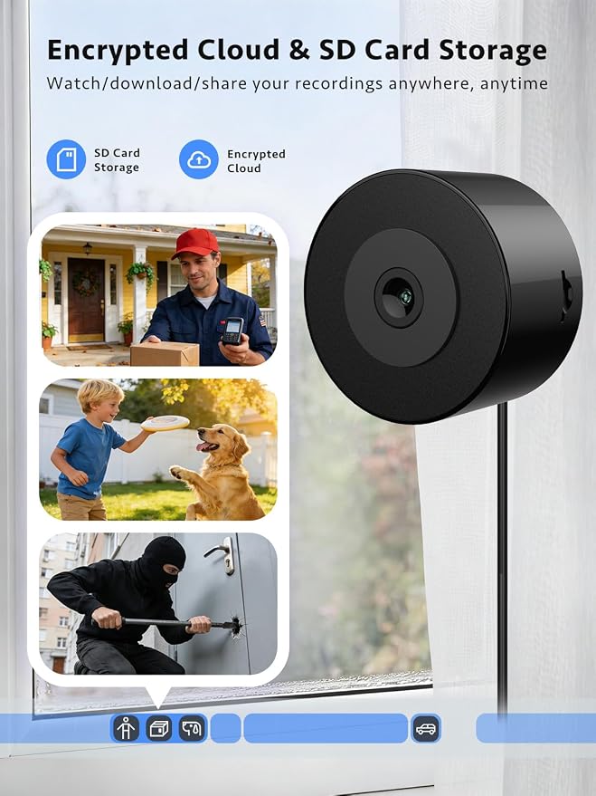 Septekon 2K Window Security Camera with No-Drill 18�� Tilt Angle Mount, Dual-Band 2.4GHz & 5GHz WiFi, Indoor Camera for Outdoor Monitoring, Color Night Vision, AI Human Detection, Black