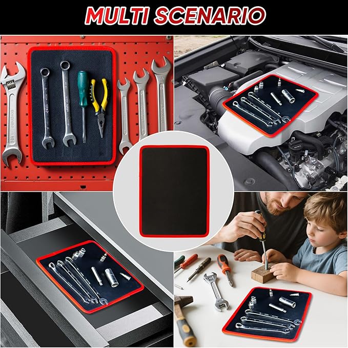 Arcomin Magnetic Tool Mat & Holder | 12.8"x9.8" Flexible Magnetic Tray for Garage Workshop, Scratchproof PVC Surface with Non-Slip Grip | Auto Repair, Toolbox Organizer for Mechanics & DIY