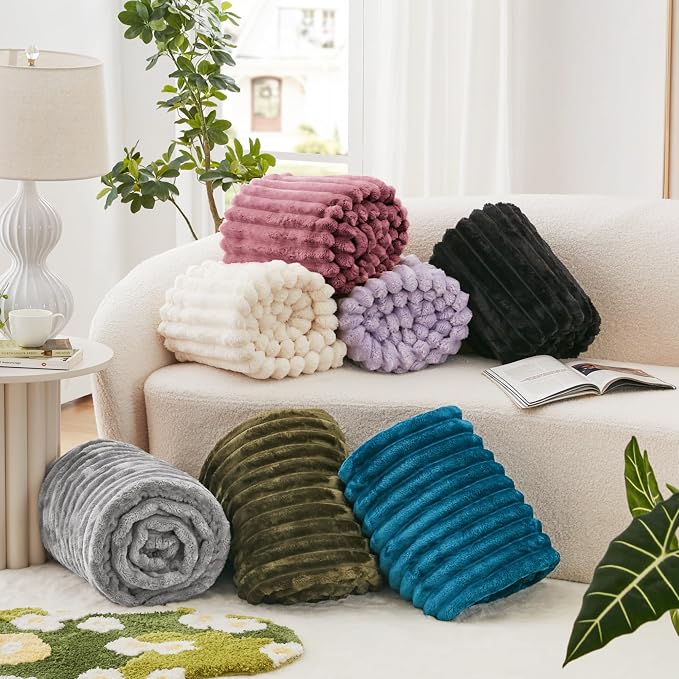 EXQ Home Gentle Soft Fleece Throw Blanket – Cozy Lightweight Blanket for Couch Bed – All-Season Warm Fuzzy Flannel Blanket for Women Mom Her – Gifts for Birthday(50"x60",Dusty Pink)