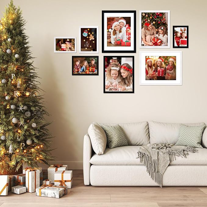5x7 Picture Frame Set of 6, White Photo Frames Bulk with HD Plexiglass, Display Pictures 4x6 with Mat or 5x7 Without Mat, Multi Picture Frames Collage for Tabletop or Wall Display