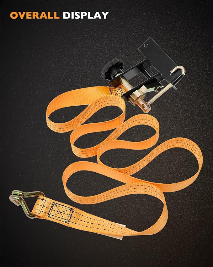Ladder Rack Ratchet Straps, W/J-Hook (2PCS), 1.4" Black Square Tube Mount, 1.5" Wide x 7.5' Long, Orange Truck Rack Straps, 500 lbs Load Heavy Duty, Lumber Rack Ratchet Strap, Pipe/Roof Rack Strap