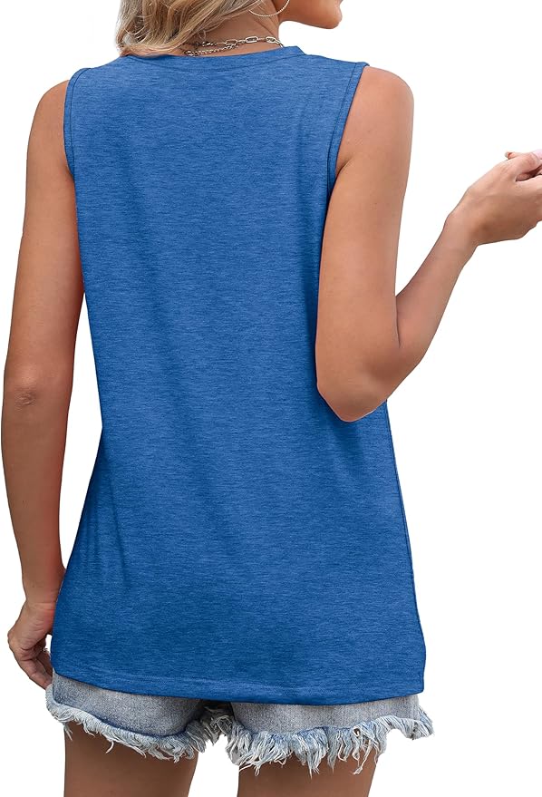 WIHOLL Women's Sleeveless Summer Crewneck Loose Fit Tank Tops