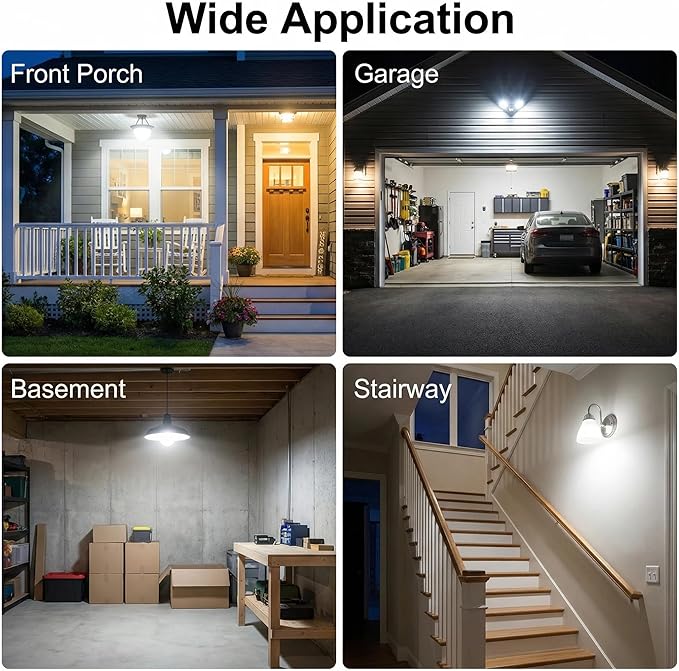 Motion Sensor Light Bulbs, 12W (100Watt Equivalent), Motion Activated Dusk to Dawn Security LED Bulb, 3000K Soft White for Outdoor & Indoor,Porch, Stairs, Hallway, 4-Pack