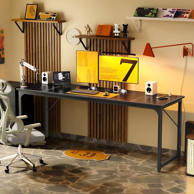 PRAISUN 80 X 24 Inch Computer Desk, Power Outlets, USB-C, Black | Office Desk with 4 AC Outlets, USB & USB-C, Sturdy Metal Frame, Spacious Desktop for Work, Writing, Study & Gaming