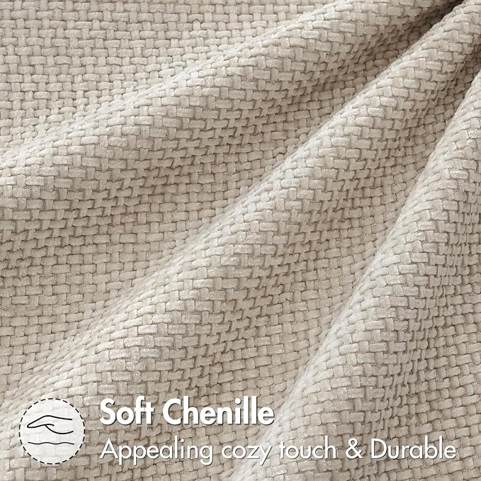 MIULEE Decorative Couch Throw Pillow Covers 22x22 Inch Neutral Beige 2 Pack | Modern Boho Accent, Soft Chenille Pillow Covers, Farmhouse Cushion Cases for Home Decor Bed Sofa Living Room