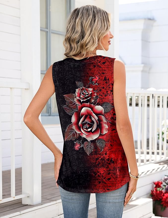 Zeagoo Tank Tops for Women 2026 Summer Top Henley Shirts Dressy Casual Loose Fit V-Neck Button Down Sleeveless Tshirt Blouse
