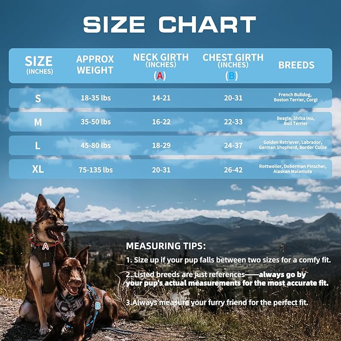 AUROTH Tactical Dog Harness for Small Medium Large Dogs No Pull Adjustable Pet Harness Reflective K9 Working Training Easy Control Pet Vest Military Service Dog Harnesses (XL, Denim Blue)