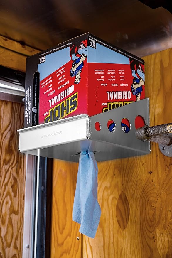 Black Boar Aluminum Holder for Enclosed Trailer/Garage | Securely Holds (1) rag Box | Durable Construction | Easy to Install (66103)