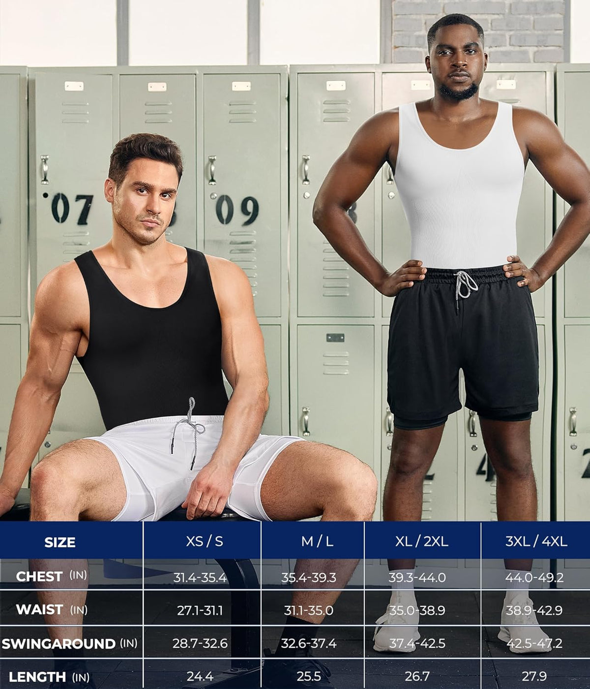 TAILONG Compression Shirts for Men - Slimming Body Shaper Waist Trainer Vest | Workout Tank Tops