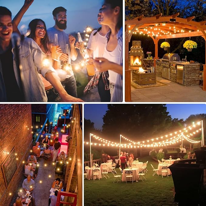 Brightever 200FT Outdoor String Lights Dimmable LED Outside Patio Lights with 100+4 Shatterproof G40 Globe Edison Bulbs, Connectable Commercial String Hanging Lights for Backyard Party Porch Garden