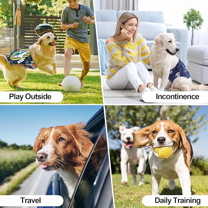 Washable Dog Diapers Male Large, Premium Belly Bands for Dogs Reusable, Pack of 3, High Absorbing Large Puppy Diapers Male in Incontinence or Excitable Urination and Training(L)