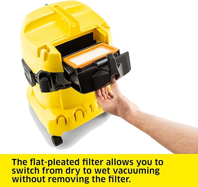 Kärcher Shop Vacuum WD 4, 5.3 Gal, 3.8 Peak HP, 33 ft Reach, Wet Dry Vacuum Cleaner, Heavy Duty, Blower Function, Crevice Tool, Floor Nozzle, Great for DIY Projects and Workshops