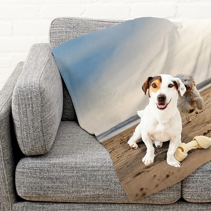 Prints Next Day โ Custom 60" x 80" Plush Pet Lightweight Blanket with Photo Upload - Gift for Dog or Cat Owners - Personalized Couch Throw - Printed in America