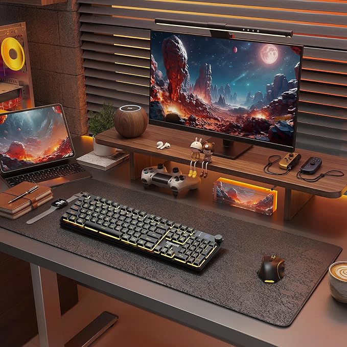 Redragon K521 Pro Wireless Gaming Keyboard with Screen, 4000mAh Battery | Mechanical Feeling, Tri-Mode BT/2.4G/USB-C, RGB Keyboard, 12 Multimedia Keys, Programmable Software, Full-size keyboard