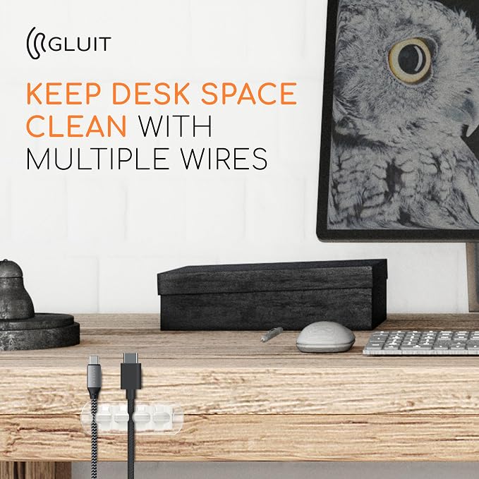 Cord Organizer for Desk, Nightstand Cable Holder, 5 Psc, Transparent