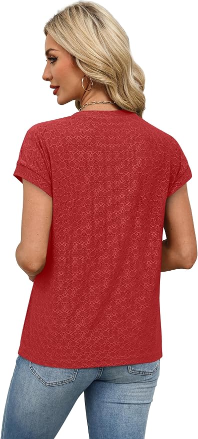 Alaroo Womens Summer Tops Short Sleeve Shirts Crew Neck Tshirt Cute Trendy Tunic Blouses (S-3XL)