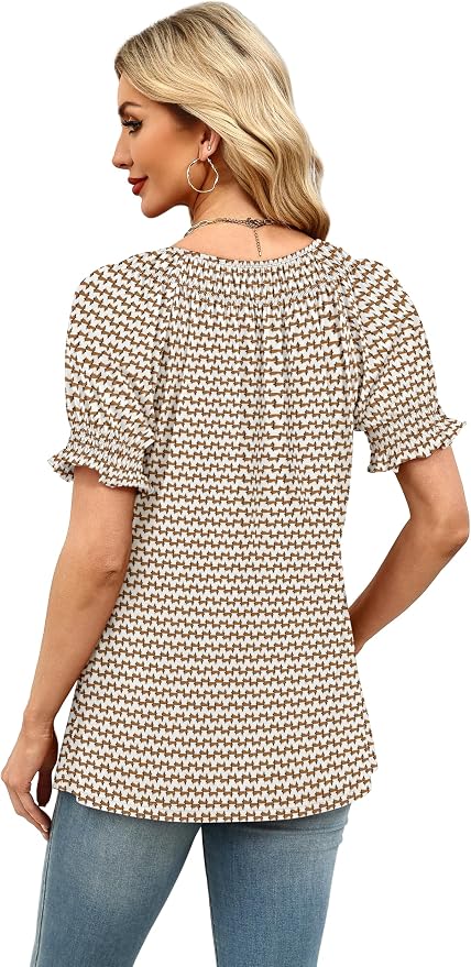 WIHOLL Womens Short Sleeve Square Neck Summer Tops Dressy Casual Blouses Trendy Clothes 2026