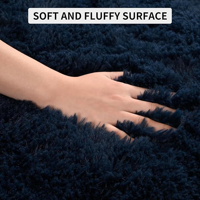 Tepook Soft Fluffy Rugs for Bedroom, 4x6 Area Rug for Living Room, Modern Shaggy Room Rug for Kids Boys Girls, Plush Throw Rugs Indoor Nursery Home Decor Rug with Non-Slip Bottom, Navy Blue