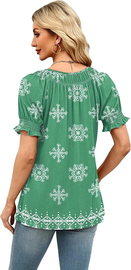 WIHOLL Womens Short Sleeve Square Neck Summer Tops Dressy Casual Blouses Trendy Clothes 2026
