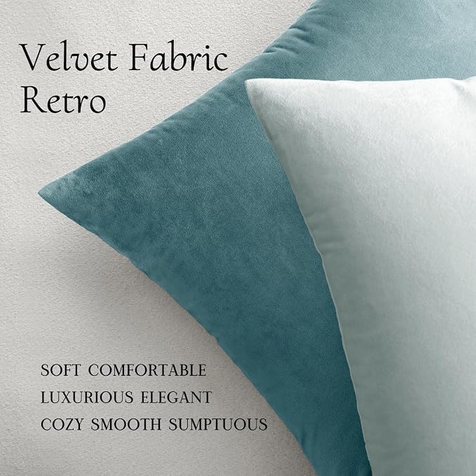 MIULEE Velvet Throw Pillow Covers 20x20 Inch Pack of 2 Light Blue | Soft Solid Decorative Pillow Covers, Modern Luxury Home Decor, for Couch Chair Sofa Bedroom Livingroom