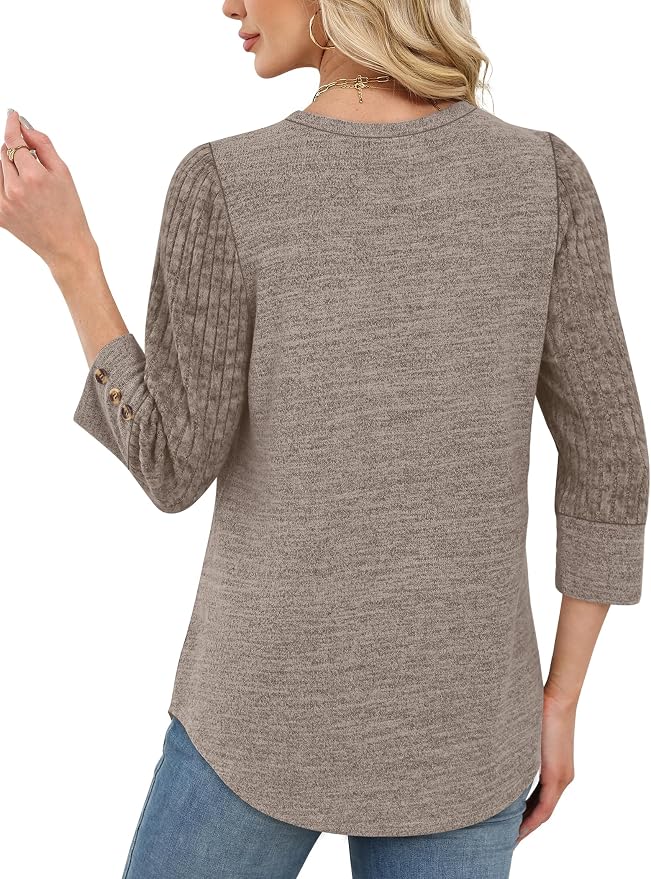 WIHOLL 3/4 Length Sleeve Womens Tops Sweaters Shirts Lightweight Spring Outfits 2026 Winter Clothing S-2XL