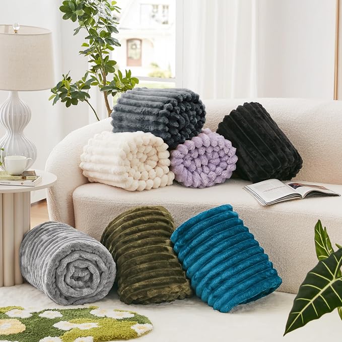EXQ Home Gentle Soft Fleece Throw Blanket – Cozy Lightweight Blanket for Couch Bed – All-Season Warm Fuzzy Flannel Blanket for Women Mom Her – Gifts for Birthday(60"x80",Charcoal Grey)