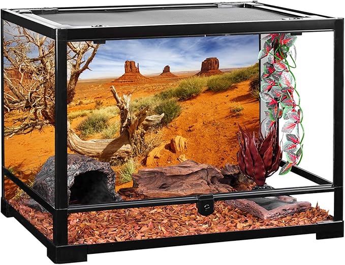 AWERT 72x24 inches Reptile Habitat Background Orange Desert Terrarium Background Durable Polyester Background