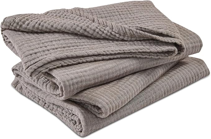 EMME Cotton Muslin Large Throw Blanket Couch Breathable Gauze Soft Lightweight Bed Blankets Adults (Heather Brown, 50"x70")