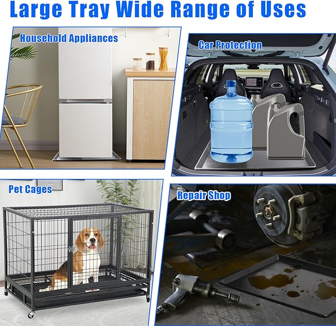 6 Pack Extra Large Oil Drip Pan, 35.4 x 24 x 1.6 in Oil Change Drain Pan, Plastic Oil Drip Tray for Under Car, Oil Catch Pan Tray for Garage, Fridges, Washing Machines, Cat Litter Box Bottom