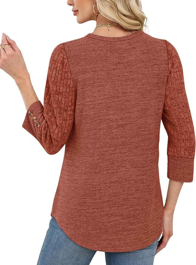 WIHOLL 3/4 Length Sleeve Womens Tops Sweaters Shirts Lightweight Spring Outfits 2026 Winter Clothing S-2XL