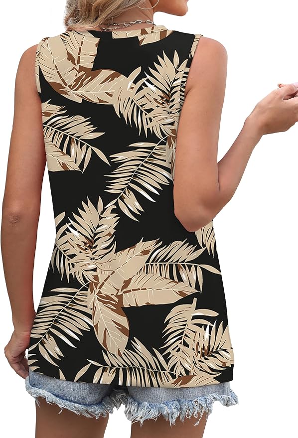 WIHOLL Women's Sleeveless Summer Crewneck Loose Fit Tank Tops