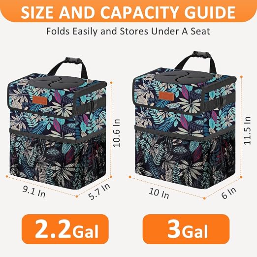 Vankor Car Trash Can for Car Cute, Bag Bin Hanging Waterproof Automotive Garbage Cans Leak Proof Vehicle Trash Can Colorful Leaves