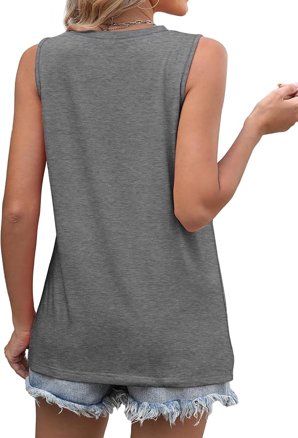 WIHOLL Women's Sleeveless Summer Crewneck Loose Fit Tank Tops