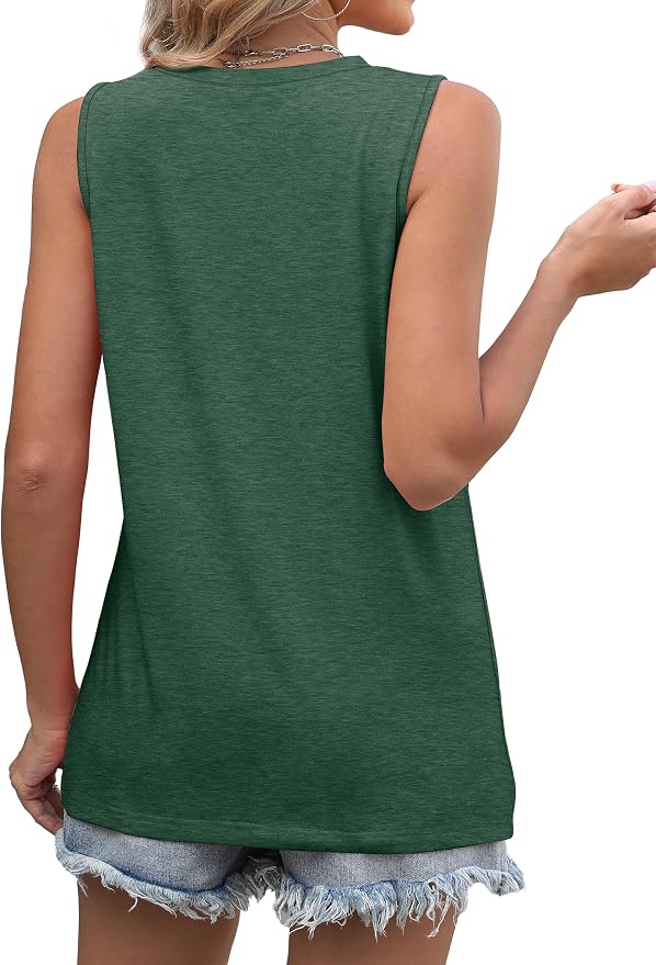 WIHOLL Women's Sleeveless Summer Crewneck Loose Fit Tank Tops