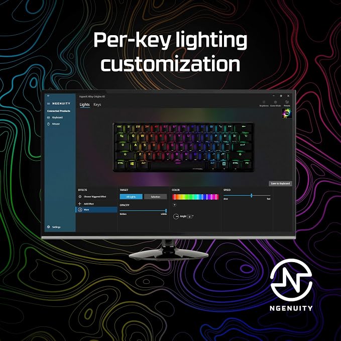 HyperX Alloy Origins 60 - Mechanical Gaming Keyboard, Ultra Compact 60% Form Factor, Double Shot PBT Keycaps, RGB LED Backlit, NGENUITY Software Compatible - Linear HyperX Red Switch,Black