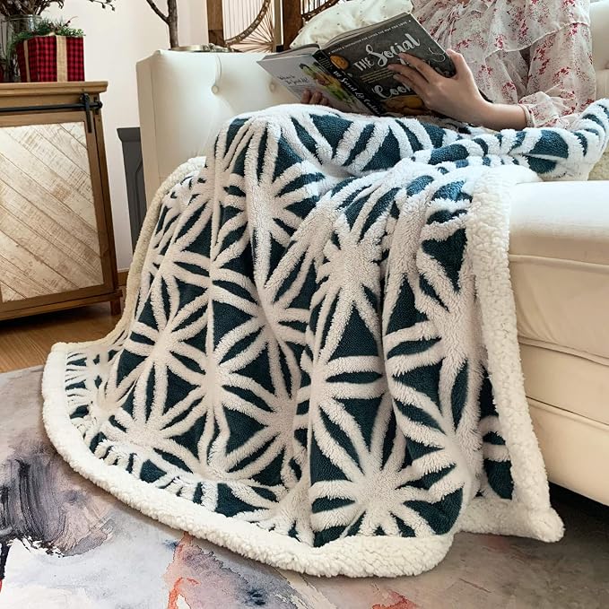 LOMAO Sherpa Fleece Blanket Fuzzy Soft Throw Blanket Dual Sided Blanket for Couch Sofa Bed (Navy, 51"x63")