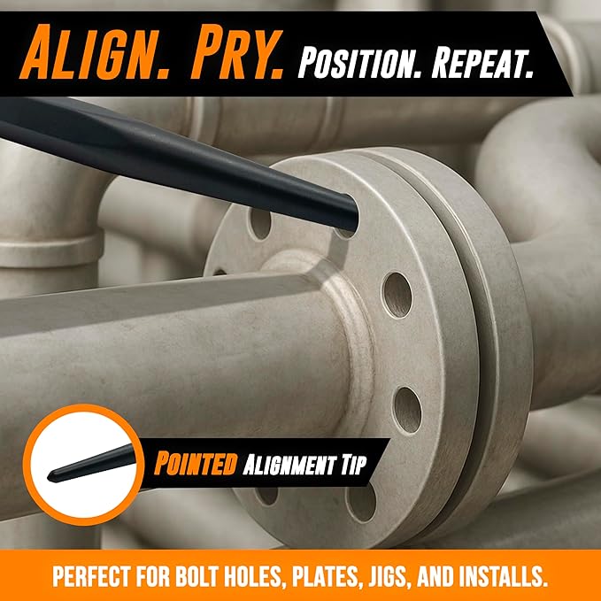 Mutt Tools 14 Inch Heavy Duty Alignment Pry Bar – Professional-Grade Sleever Bar – For Line-Up & Spud Work – Ideal for Ironworkers, Construction, & Industrial Use