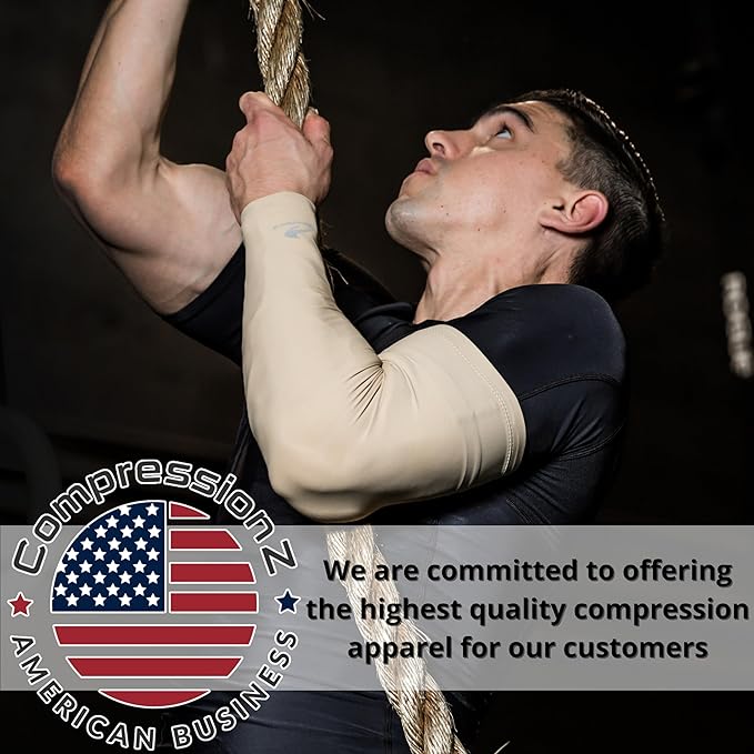 CompressionZ Compression Arm Sleeves for Men & Women| Cooling UV Sun Protection Elbow Pain Relief for All Sports and Recovery