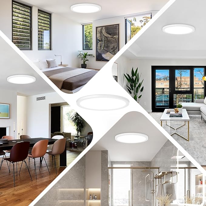 15 Inch Large LED Flush Mount Ceiling Light Fixture, 30W 4000Lm Dimmable Modern Recessed Ceiling Lamp, 5000K Daylight White Super Slim Low Profile Ceiling Light for Kitchen Bedroom Hallway, 1-Pack