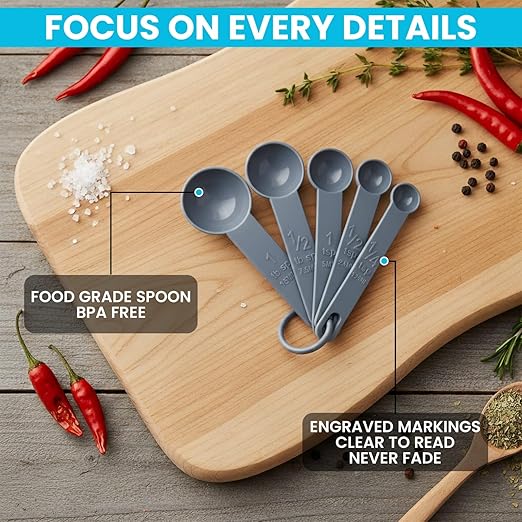 Flour Funnel for KitchenAid Mixer with 5-Piece Measuring Spoon Set, Wide Mouth Pouring Chute Attachment, Mess-Free Anti-Spill & Anti-Splash,Fits Tilt-Head 4.5-5 Qt (KSM150),Dishwasher Safe Baking Tool