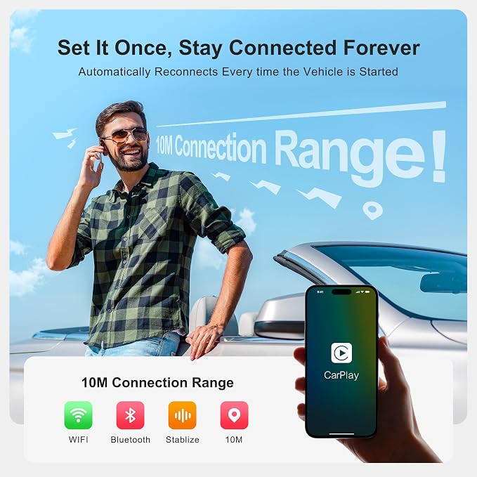 AI Box CarPlay, 3-in-1 Wireless CarPlay Adapter & Android Auto for OEM Wired Cars, Built-in Netflix/YouTube for Streaming, 5.8GHz WiFi, Convert Wired to Wireless, Plug & Play ���4GB RAM+32GB ROM���