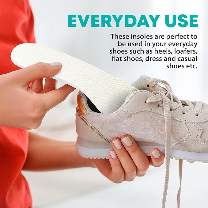 Shoe Filler Insert - Full Length Daily Latex Foam Shoe Inserts, Shoe Insoles for Shoes That are Too Big, 3 Pairs (EU 40, US Women 10 Men 7)