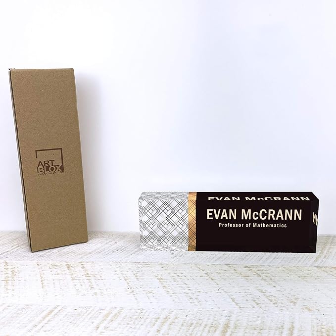 Artblox Personalized Name Plate for Desk | Net Design On Clear Acrylic Glass | Custom Plaque Desk Name Plate Personalized Your Name and Credentials Office Office Sign Engraved Plaque
